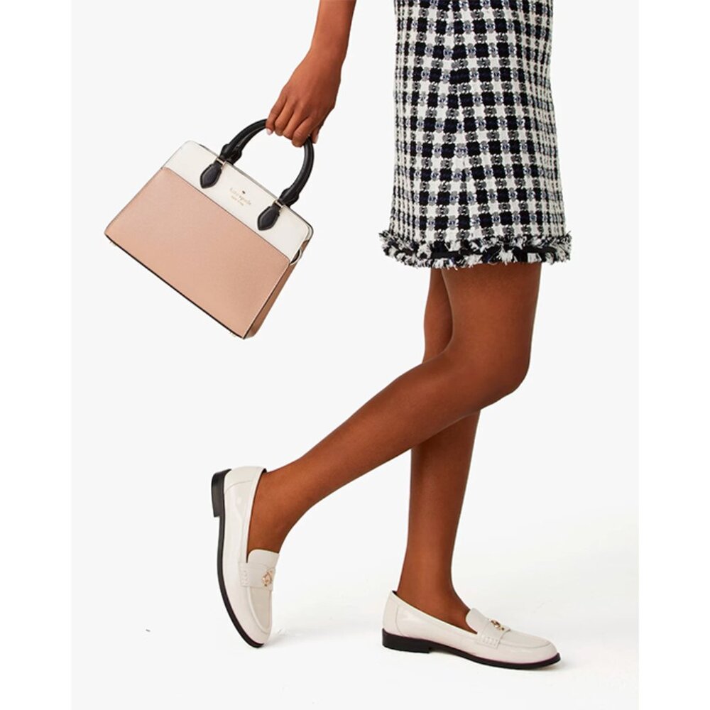 S Kate Spade Madison Beige / Ivory White Small Satchel Bag Leather KC620NWT $379